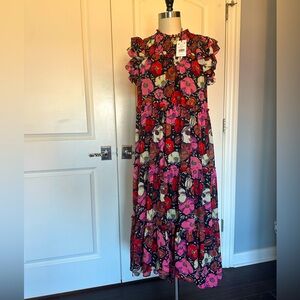NWT! Cinq A Sept Midi / Maxi Dress in Maraschino Multi, Size 8.